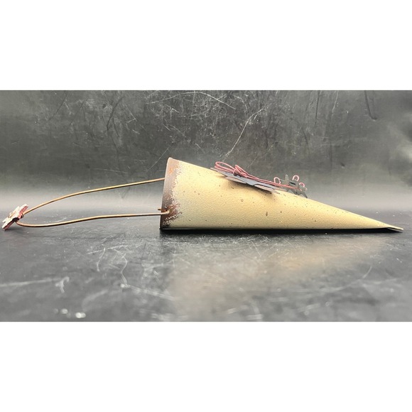 Rustic Primitive Metal Wall Pocket Hanging Cone Vase Distressed Star Tan 10" - Picture 5 of 5